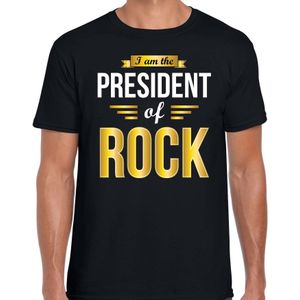 President of Rock feest t-shirt zwart voor heren - party shirt - Cadeau voor een Rock liefhebber