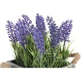 Items Lavendel bloemen kunstplant in bloempot - 2x - paarse bloemen - 15 x 20 cm - bloemstukje