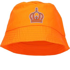 Bellatio Decorations Koningsdag hoed oranje - kroontje - 57-58 cm