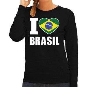 I love Brasil supporter sweater / trui voor dames - zwart - Brazilie landen truien - Braziliaanse fan kleding dames