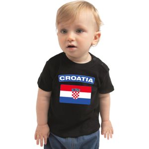 Croatia baby shirt met vlag zwart jongens en meisjes - Kraamcadeau - Babykleding - Kroatie landen t-shirt