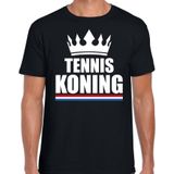 Zwart tennis koning shirt met kroon heren - Sport / hobby kleding