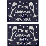 2x stuks velletjes kerst glitter raamstickers Merry Christmas 40 cm - Raamversiering/raamdecoratie stickers kerstversiering