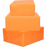3x Rollen kraft inpakpapier oranje  200 x 70 cm - cadeaupapier / kadopapier / boeken kaften