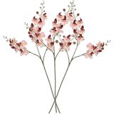 Mica Decorations Kunstbloem Orchidee tak - 3x - lichtroze - 75 cm - Kunst zijdebloemen