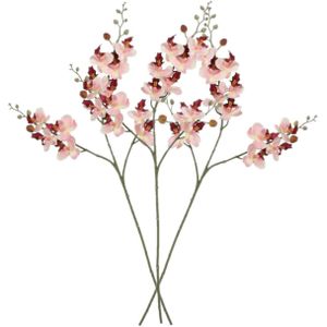 Mica Decorations Kunstbloem Orchidee tak - 3x - lichtroze - 75 cm - Kunst zijdebloemen
