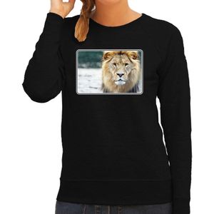 Dieren sweater leeuwen foto - zwart - dames - Afrikaanse dieren/ leeuw cadeau trui - kleding/ sweat shirt