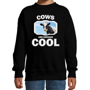 Dieren koeien sweater zwart kinderen - cows are serious cool trui jongens/ meisjes - cadeau koe/ koeien liefhebber - kinderkleding / kleding