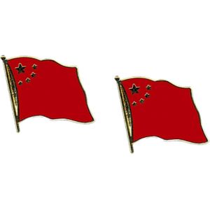 Bellatio Decorations - Set van 2x Pin broche supporters speldje vlag China 20 mm