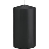 Trend Candles - Cilinder Stompkaarsen set 6x stuks zwart 12 en 15 cm