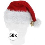50x Luxe pluche kerstmutsen met bel