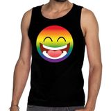 Gay pride emoji/emoticon tanktop - regenboog tanktop zwart voor heren - gaypride