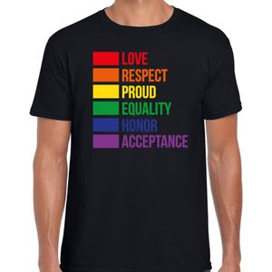 Bellatio Decorations Gay Pride t-shirt - heren - zwart - regenboog vlag - LHBTI/LHBTIQ