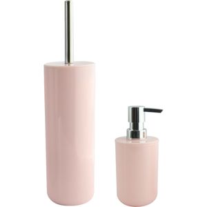 MSV Toiletborstel in houder 38 cm/zeeppompje 260 ml set Moods - kunststof - lichtroze
