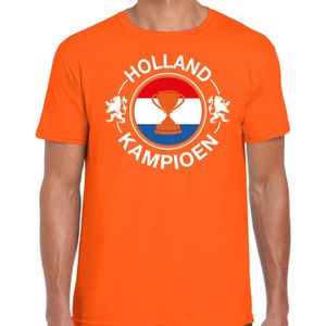 Oranje fan t-shirt voor heren - Holland kampioen met beker - Nederland supporter - EK/ WK shirt / outfit