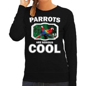 Dieren papegaaien sweater zwart dames - parrots are serious cool trui - cadeau sweater papegaai/ papegaaien liefhebber
