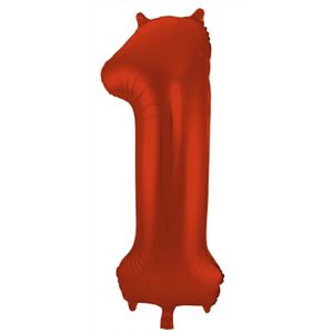 Folat Folie cijfer ballon - 86 cm rood - cijfer 1 - verjaardag leeftijd