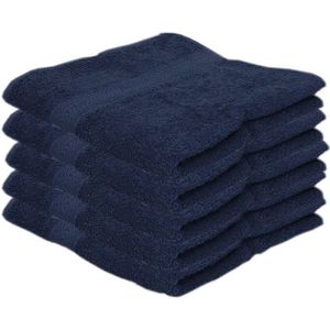 5x Voordelige handdoeken navy blauw 50 x 100 cm 420 grams - Badkamer textiel badhanddoeken