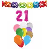Folat Verjaardag versiering - 21 jaar - slingers/ballonnen
