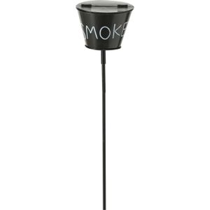 Tuin/terras asbak Smoke - op steker van 110 cm - metaal - zwart - Buiten asbakken - Tuin artikelen