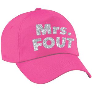 Mrs. FOUT pet  / cap roze met zilver bedrukking dames -  Foute party cap