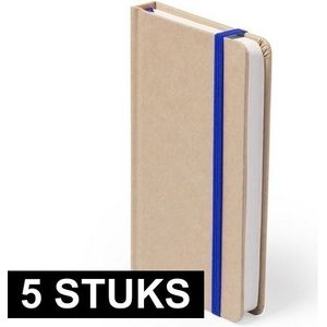 5x Luxe schriften blauw elastiek A6 formaat - notitieboekjes
