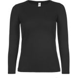 5x stuks basic longsleeve t-shirt - maat: S - zwart - dames - katoen - 145 grams - basic zwarte lange mouwen shirts / kleding