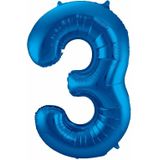 Cijfer ballonnen - Verjaardag versiering 30 jaar - 85 cm - blauw