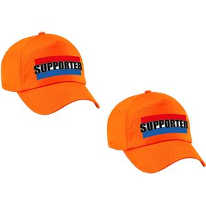 2x stuks oranje supporter pet / cap met Nederlandse vlag - kinderen - EK / WK - Holland fan petje / kleding