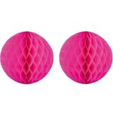 Set van 3x stuks decoratie bollen/ballen/honeycombs fuchsia roze 50 cm - Feestartikelen/versiering