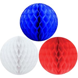 Kerstversiering set van papieren kerstballen 10 cm blauw wit en rood - Kerst bollen/ballen (kerstversiering) | BESLIST.nl | € 16,50 bij Shoppartners.nl