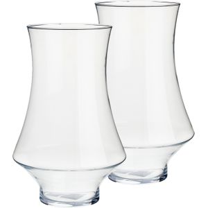 Set van 2x stuks bloemenvazen van glas 20 x 31 cm - Glazen transparante vazen