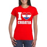 Rood I love Kroatie supporter shirt dames - Kroatisch t-shirt dames
