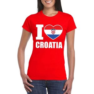Rood I love Kroatie supporter shirt dames - Kroatisch t-shirt dames