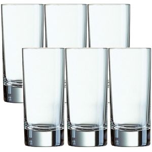 6x Stuks transparante drinkglazen 220 ml van glas - Waterglazen - Longdrinkglazen