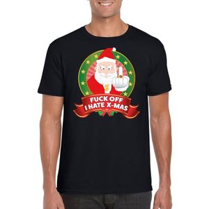 Foute Kerst t-shirt zwart Fuck off I hate x-mas heren - Kerst shirts
