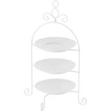 Boltze Etagere - 3 - laags - wit - 30 x 23 cm - metaal en glas - serveerplateau