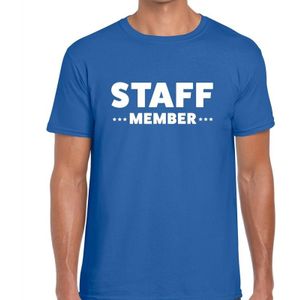 Staff member tekst t-shirt blauw heren - evenementen crew / personeel shirt