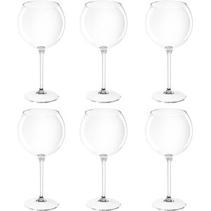 Set van 8x rode wijn/gin tonic ballon glazen transparant 650 ml onbreekbaar kunststof - Herbruikbaar - Wijnen wijnliefhebbers drinkglazen