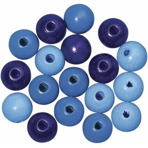 Gekleurde blauwe hobby kralen van hout 6mm - 115x stuks - DIY sieraden maken - Kralen rijgen hobby materiaal