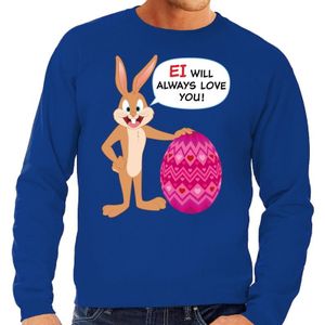 Blauwe Paas sweater  Ei will always love you - Pasen trui voor heren - Pasen kleding