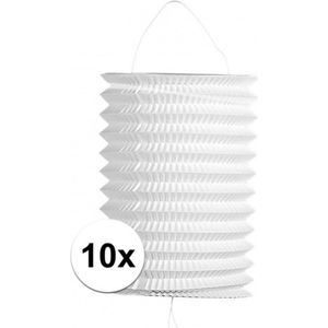 10x stuks witte trek lampionnen van 16 cm