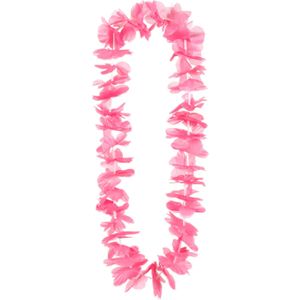 Boland Boland Hawaii krans/slinger - Tropische kleuren roze - Bloemen hals slingers - Party verkleed accessoires