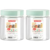 PlasticForte Voorraadpot/bewaarpot - 2x - 600 ml - kunststof - mint groen - B10 x H12 cm