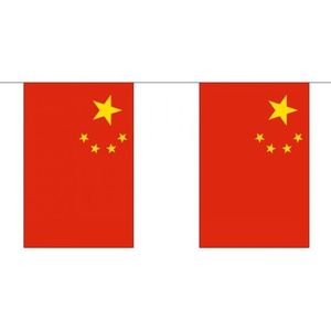 2x Buiten vlaggenlijn China 3 meter - Chinese vlag - Supporter feestartikelen - Landen decoratie en versieringen