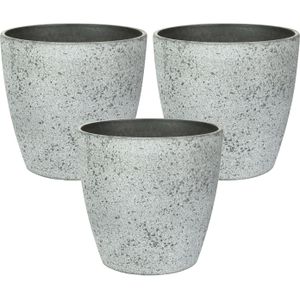 Ter Steege Bloempot/plantenpot - 3x - buiten - betongrijs - D19/H15 cm
