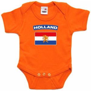 Oranje rompertje Hollandse vlag baby - oranje babykleding