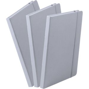 Set van 5x stuks luxe schriften/notitieboekje grijs met elastiek A5 formaat - blanco paginas - opschrijfboekjes - 100 paginas