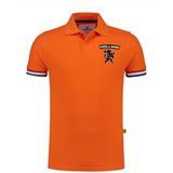 Luxe grote maten Holland supporter poloshirt - 200 grams katoen - heren - oranje - leeuw op borst - Nederland fan / EK / WK