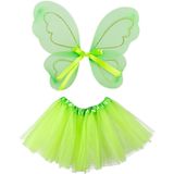 Boland Verkleed set vlinder/fee - vleugels/rokje - groen - kinderen - Carnavalskleding/accessoires